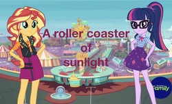 Size: 2048x1242 | Tagged: dead source, safe, artist:php77, editor:php77, sci-twi, sunset shimmer, twilight sparkle, equestria girls, equestria girls specials, g4, my little pony equestria girls: better together, my little pony equestria girls: rollercoaster of friendship, equestria land, geode of empathy, geode of telekinesis, magical geodes