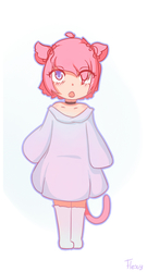 Size: 700x1300 | Tagged: safe, artist:sexyflexy, oc, oc only, human, blushing, cat tail, clothes, cute, dress, hair over one eye, humanized, purple eyes, socks