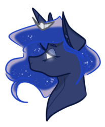 Size: 540x651 | Tagged: safe, artist:incapacitatedvixen, princess luna, alicorn, pony, g4, bust, female, glowing, jewelry, mare, royalty, simple background, solo, sparkle, tiara, transparent background
