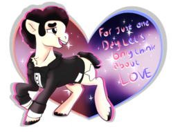 Size: 1700x1300 | Tagged: safe, artist:brainiac, earth pony, gem (race), gem pony, hybrid, pony, spoiler:steven universe, bowtie, chest fluff, clothes, floppy ears, for just one day let's only think about (love), gem, implied lesbian, implied rupphire, implied shipping, male, quartz, rose quartz (gemstone), simple background, solo, spoilers for another series, stallion, steven quartz universe, steven universe, suit, text, transparent background, tuxedo, unshorn fetlocks