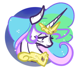 Size: 540x540 | Tagged: safe, artist:incapacitatedvixen, princess celestia, alicorn, pony, g4, bust, female, jewelry, mare, night, royalty, solo, sparkle, tiara