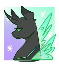 Size: 540x651 | Tagged: safe, artist:incapacitatedvixen, oc, oc only, changeling, bust, green changeling, snow, snowflake, solo