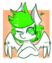 Size: 540x651 | Tagged: safe, artist:incapacitatedvixen, oc, oc only, pegasus, pony, bust, cute, looking at you, male, solo, spread wings, stallion, starry eyes, wingding eyes, wings