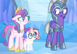 Size: 514x359 | Tagged: safe, artist:baconforbreakfast426, princess flurry heart, oc, oc:blizzard heart, pony, g4, base used, crying, female, guard, offspring, parent:princess cadance, parent:shining armor, parents:shiningcadance, sisters, story included