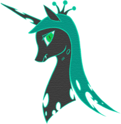 Size: 291x300 | Tagged: safe, artist:cheshire-no-neko, queen chrysalis, changeling, changeling queen, g4, bust, crown, female, jewelry, portrait, regalia, side view, simple background, solo, transparent background
