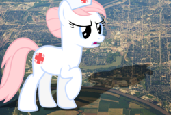 Size: 2048x1378 | Tagged: safe, artist:jerryakira79, nurse redheart, pony, g4, female, giant ponies in real life, giant pony, irl, macro, mega giant, photo, ponies in real life, shadow