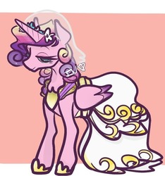 Size: 540x577 | Tagged: safe, artist:incapacitatedvixen, queen chrysalis, alicorn, pony, g4, clothes, dress, fake cadance, female, mare, princess of love, royalty, solo, this day aria, wedding dress, wedding veil