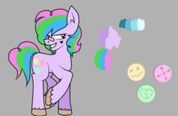 Size: 1024x667 | Tagged: safe, artist:the-75th-hunger-game, oc, oc only, oc:sugar high, earth pony, pony, bandaid, cutie mark, drug dealer, drugs, drugs are bad mmmkay?, ecstasy (drug), heart, magical lesbian spawn, male, next generation, offspring, parent:pinkie pie, parent:rainbow dash, parents:pinkiedash, reference sheet, smiley face, solo, unshorn fetlocks