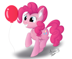 Size: 3500x2900 | Tagged: safe, artist:arcane-thunder, pinkie pie, earth pony, pony, g4, balloon, chest fluff, digital art, ear fluff, female, high res, mare, signature, simple background, smiling, solo, that pony sure does love balloons, white background