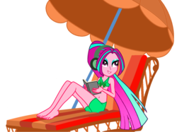 Size: 1024x764 | Tagged: safe, artist:trixiesparkle63, aria blaze, equestria girls, g4, my little pony equestria girls: rainbow rocks, beach chair, chair, clothes, female, simple background, solo, swimsuit, transparent background, umbrella