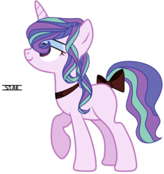 Size: 1024x1083 | Tagged: safe, artist:k3elliebear, oc, oc only, oc:galaxy rose, pony, unicorn, bow, female, mare, simple background, solo, tail bow, transparent background