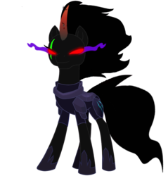Size: 874x915 | Tagged: safe, artist:venjix5, king sombra, tempest shadow, pony, unicorn, g4, armor, blank eyes, colored horn, corrupted, curved horn, eye scar, female, glowing scar, her body has been possessed by sombra, horn, mare, possessed, red eyes, scar, simple background, solo, sombra eyes, sombra's horn, tempest gets her horn back, tempest with sombra's horn, transparent background, well shit, xk-class end-of-the-world scenario