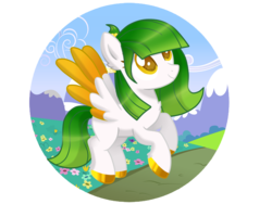 Size: 1500x1200 | Tagged: safe, artist:sugaryicecreammlp, oc, oc only, oc:quilly, pegasus, pony, female, flower, mare, simple background, solo, transparent background, two toned wings