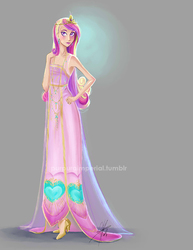 Size: 709x917 | Tagged: safe, artist:purpuraimperial, princess cadance, human, g4, clothes, crown, dress, female, hand on hip, high heels, humanized, jewelry, regalia, shoes, simple background, solo, watermark