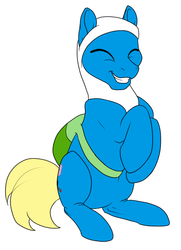 Size: 459x633 | Tagged: safe, artist:mythpony, oc, oc only, oc:finn the pony, pony, cute, eyes closed, finn the human, ocbetes, ponified, simple background, sitting, smiling, solo, white background