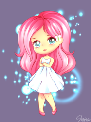 Size: 748x1002 | Tagged: safe, artist:electricshine, fluttershy, equestria girls, g4, blushing, clothes, cute, dress, female, hairpin, shyabetes