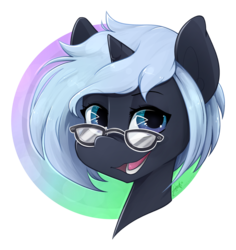 Size: 1024x1083 | Tagged: safe, artist:midnightpremiere, oc, oc only, oc:yaasho, pony, bust, female, glasses, mare, simple background, smiling, solo, transparent background