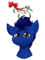 Size: 1484x2000 | Tagged: safe, artist:midnightpremiere, oc, oc only, oc:deevfactor, pony, holly, holly mistaken for mistletoe, simple background, solo, transparent background