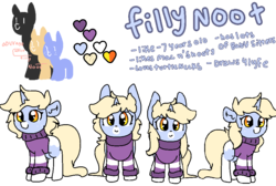 Size: 940x630 | Tagged: safe, artist:nootaz, oc, oc only, oc:nootaz, pony, unicorn, coat markings, cute, female, filly, nootabetes, nootaz is trying to murder us, ocbetes, ponysona, reference sheet, self portrait, simple background, socks (coat markings), solo, transparent background, weapons-grade cute, younger