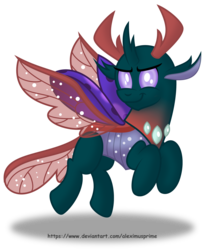 Size: 1600x1946 | Tagged: safe, artist:aleximusprime, pharynx, changedling, changeling, g4, flying, male, prince pharynx, simple background, smiling, smirk, solo, transparent background