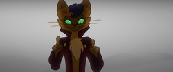 Size: 1920x804 | Tagged: safe, screencap, capper dapperpaws, cat, anthro, g4, my little pony: the movie, chest fluff, clothes, coat, gradient background, male, sexy, smiling, stupid sexy capper