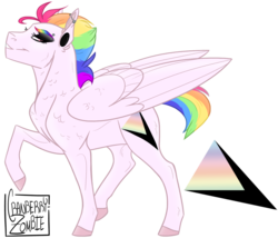 Size: 1350x1153 | Tagged: safe, artist:cranberry--zombie, oc, oc only, oc:prisma, pegasus, pony, female, magical lesbian spawn, mare, offspring, parent:rainbow dash, parents:canon x oc, simple background, solo, transparent background