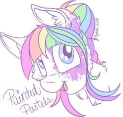 Size: 400x380 | Tagged: safe, artist:mychelle, oc, oc only, oc:painted pastels, pony, bust, female, mare, portrait, simple background, solo, transparent background