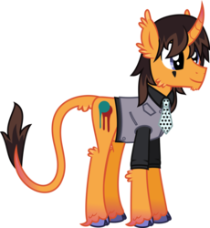 Size: 1319x1436 | Tagged: safe, artist:lightningbolt, derpibooru exclusive, classical unicorn, pony, unicorn, g4, .svg available, clothes, cloven hooves, curved horn, dallon weekes, ear fluff, fetlock tuft, gradient hooves, gradient horn, gradient tail, horn, leonine tail, male, necktie, panic! at the disco, ponified, rolled up sleeves, shirt, show accurate, simple background, solo, stallion, svg, transparent background, undershirt, unshorn fetlocks, vector, vest, vices & virtues