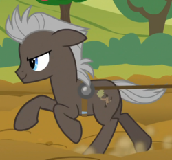 Size: 629x587 | Tagged: safe, screencap, burnt oak, earth pony, pony, g4, the perfect pear, cropped, male, running, teenager, tilling, younger