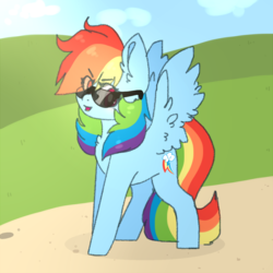 Size: 1800x1800 | Tagged: safe, artist:evelynchie, rainbow dash, pegasus, pony, g4, female, looking at you, mare, solo, sunglasses