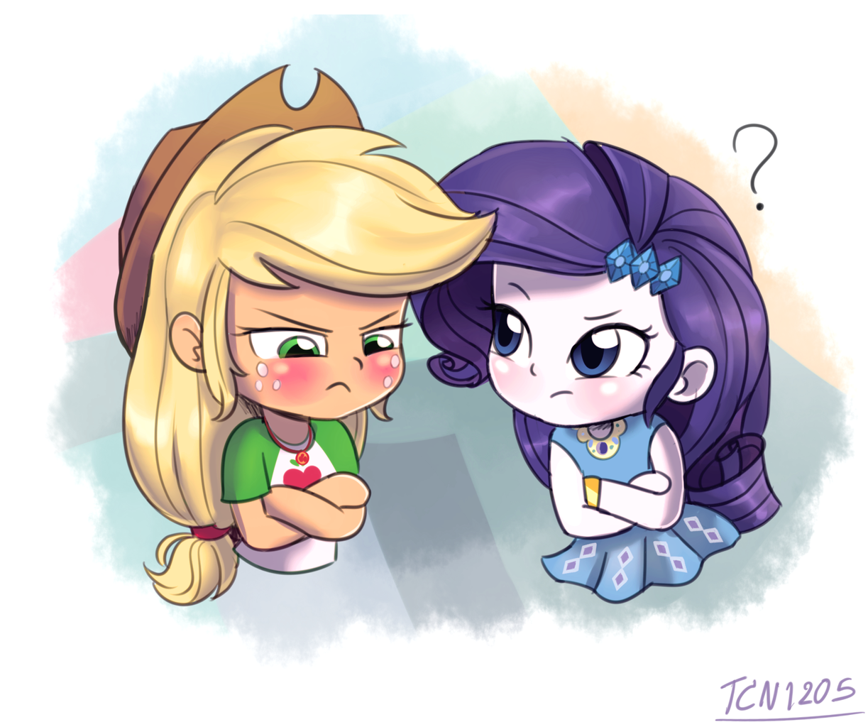 1776792 safe, artisttcn1205, applejack, rarity