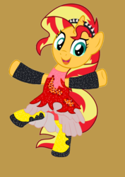 Size: 1000x1414 | Tagged: safe, artist:jhayarr23, artist:php185, sunset shimmer, pony, unicorn, equestria girls, g4, clothes, equestria girls outfit, equestria girls ponified, female, ponified, solo, standing, standing on one leg