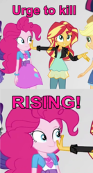 Size: 752x1398 | Tagged: safe, edit, edited screencap, screencap, pinkie pie, sunset shimmer, equestria girls, equestria girls specials, g4, mirror magic, cropped, geode of empathy, geode of sugar bombs, glowing, glowing geodes, mirror world, urge to kill rising