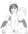 Size: 1914x2282 | Tagged: safe, artist:opossum_imoto, oc, oc only, oc:corpsly, sphinx, black and white, chest fluff, cute, fangs, grayscale, leonine tail, male, monochrome, paw pads, paws, simple background, sitting, sketch, solo, sphinx oc, stallion, underpaw, white background, wings, yarn, yarn ball