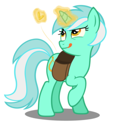 Size: 5159x5478 | Tagged: safe, artist:mundschenk85, lyra heartstrings, pony, g4, absurd resolution, coin, female, licking, licking lips, magic, saddle bag, show accurate, simple background, solo, tongue out, transparent background, vector