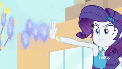 Size: 896x504 | Tagged: safe, screencap, rarity, equestria girls, equestria girls series, g4, rollercoaster of friendship, animated, attack, clothes, female, gem, geode of shielding, jacket, park, shield