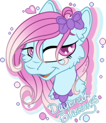 Size: 1000x1159 | Tagged: safe, artist:mychelle, oc, oc only, oc:daybreak blessings, pony, bust, cheek fluff, chest fluff, ear fluff, female, mare, portrait, simple background, solo, transparent background