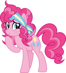 Size: 1024x1126 | Tagged: safe, artist:magicdarkart, pinkie pie, earth pony, pony, g4, alternate hairstyle, cute, diapinkes, female, freckles, headband, simple background, solo, transparent background, watermark