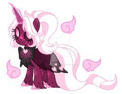 Size: 1024x796 | Tagged: safe, artist:magicdarkart, oc, oc only, original species, pony, black sclera, cloak, clothes, female, horn, immortal soul pony, magic, mare, simple background, solo, transparent background, watermark