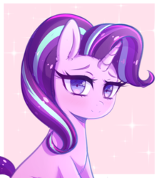 Size: 1256x1408 | Tagged: safe, artist:fluffymaiden, starlight glimmer, pony, unicorn, g4, blushing, cute, female, glimmerbetes, lidded eyes, looking at you, mare, moe, smiling, sparkles