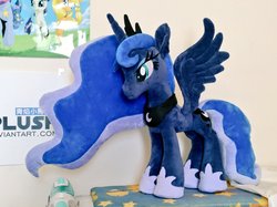 Size: 1024x767 | Tagged: safe, artist:nekokevin, princess luna, pony, g4, cute, female, irl, lunabetes, mare, photo, plushie, spread wings, wings