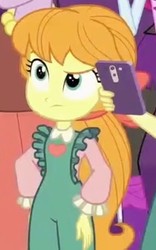 Size: 226x362 | Tagged: safe, screencap, megan williams, equestria girls, equestria girls series, g1, g4, rollercoaster of friendship, cropped, g1 to equestria girls, generation leap, megan williams is not amused
