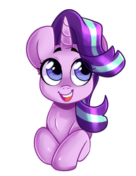 Size: 2975x3850 | Tagged: safe, artist:annakitsun3, starlight glimmer, pony, unicorn, g4, female, high res, looking up, mare, open mouth, simple background, smiling, solo, white background