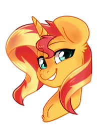 Size: 2975x3850 | Tagged: safe, artist:annakitsun3, sunset shimmer, pony, unicorn, g4, bust, chest fluff, cute, ear fluff, female, high res, mare, portrait, shimmerbetes, simple background, smiling, solo, transparent background