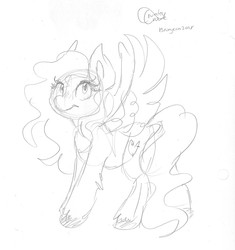Size: 1366x1455 | Tagged: safe, artist:crunchycrowe, oc, oc only, oc:tail, pegasus, pony, bronycon, bronycon 2018, 1 minute art challenge, sketch, sketch commission, solo