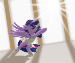 Size: 2559x2153 | Tagged: safe, artist:eagle1division, twilight sparkle, alicorn, pony, g4, ballerina, bipedal, clothes, dancing, dress, eyes closed, eyeshadow, female, high res, leotard, majestic, makeup, mare, ponified animal photo, raised hoof, smiling, solo, spread wings, tutu, twilarina, twilight sparkle (alicorn), windswept mane, windswept tail, wings