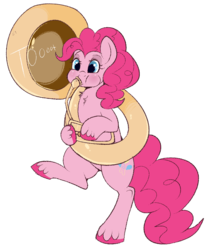Size: 736x888 | Tagged: safe, artist:lulubell, pinkie pie, earth pony, pony, g4, female, musical instrument, simple background, solo, sousaphone, transparent background