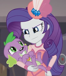 Size: 623x712 | Tagged: safe, screencap, rarity, spike, spike the regular dog, dog, equestria girls, g4, my little pony equestria girls: better together, rarity investigates: the case of the bedazzled boot, rarity investigates: the case of the bedazzled boot: trixie, cropped, detective rarity, female, male, nervous smile, paws, smiling