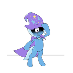 Size: 3000x3000 | Tagged: safe, artist:silver dash, trixie, g4, atg 2018, bipedal, cape, clothes, hat, high res, newbie artist training grounds, simple background, smiling, standing, white background