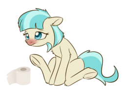 Size: 1200x909 | Tagged: safe, artist:dusthiel, coco pommel, earth pony, pony, g4, atg 2018, cocobetes, cute, female, mare, mucus, newbie artist training grounds, red nosed, sick, simple background, snot, solo, tissue paper, toilet paper, transparent background